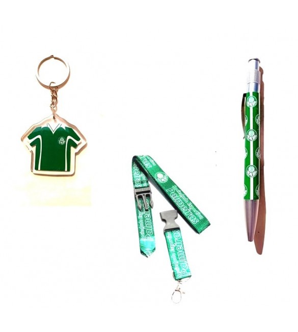 Kit 01 Caneta esferografica + 01chaveiro acrilico e 01cordao do Palmeiras